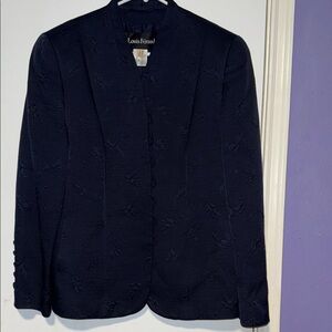 Louis Feraud Midnight Blue Textured Jacket and Skirt
